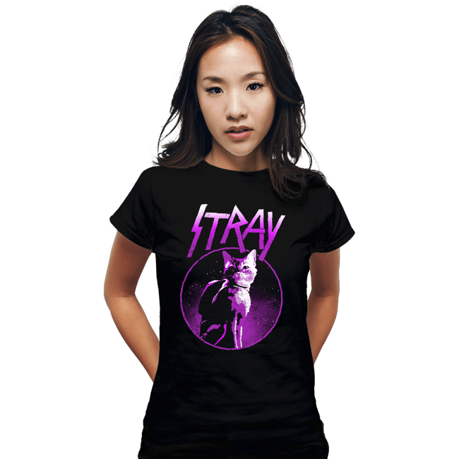 Daily_Deal_Shirts Fitted Shirts, Woman / Small / Black Neon Cat