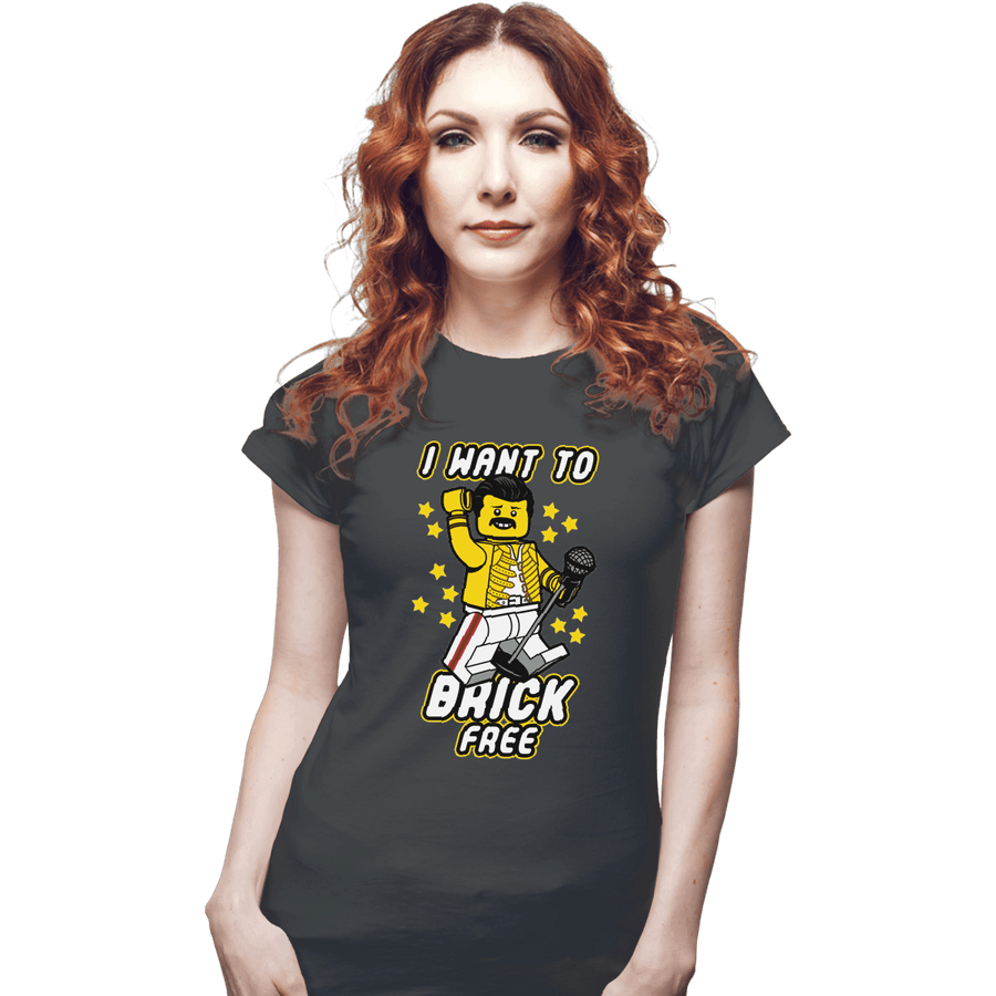 Shirts Fitted Shirts, Woman / Small / Charcoal I Want To Brick Free