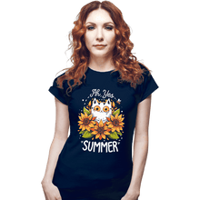 Load image into Gallery viewer, Daily_Deal_Shirts Fitted Shirts, Woman / Small / Navy Summer Kitten Sniffles
