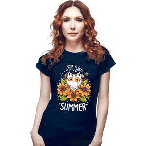 Daily_Deal_Shirts Fitted Shirts, Woman / Small / Navy Summer Kitten Sniffles