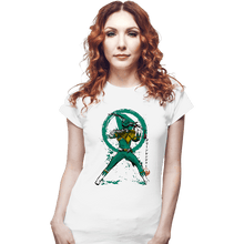 Load image into Gallery viewer, Daily_Deal_Shirts Fitted Shirts, Woman / Small / White Green Ranger Sumi-e
