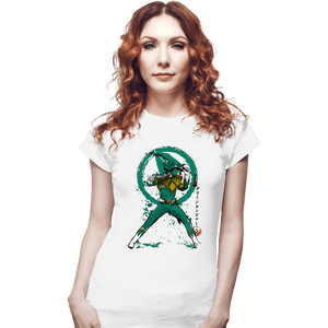 Daily_Deal_Shirts Fitted Shirts, Woman / Small / White Green Ranger Sumi-e