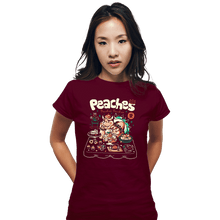 Load image into Gallery viewer, Daily_Deal_Shirts Fitted Shirts, Woman / Small / Maroon Peaches Peaches Peaches
