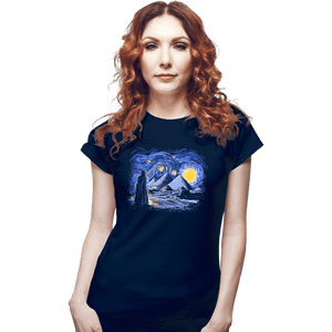 Daily_Deal_Shirts Fitted Shirts, Woman / Small / Navy Starry Night