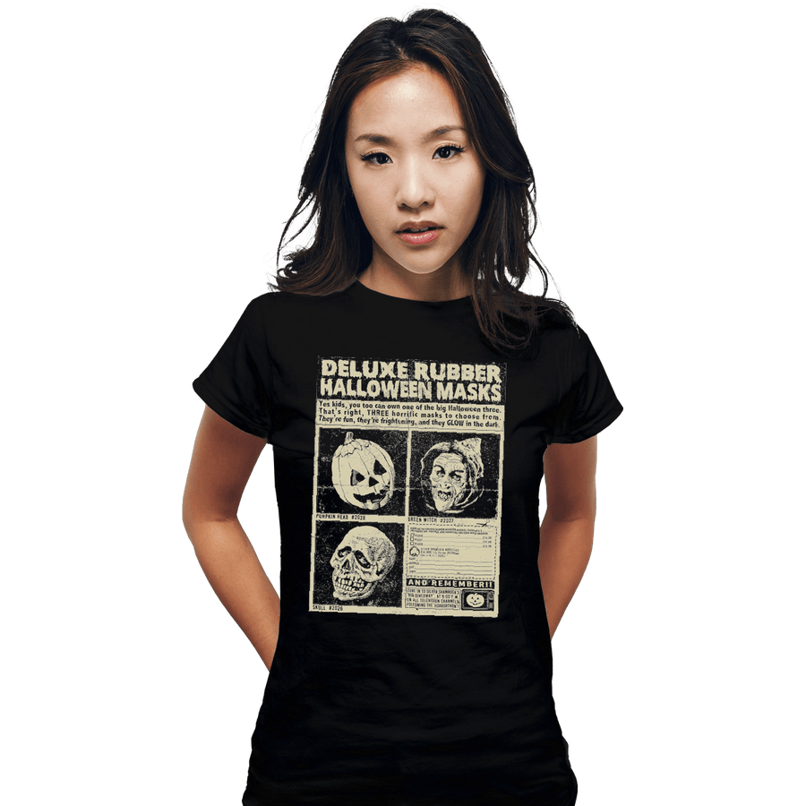 Shirts Fitted Shirts, Woman / Small / Black Three Halloween Masks
