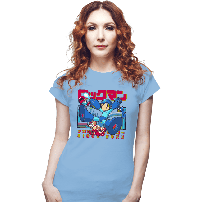 Daily_Deal_Shirts Fitted Shirts, Woman / Small / Powder Blue Mega Nostalgia