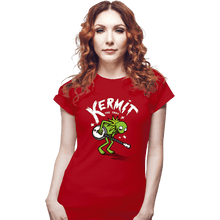 Load image into Gallery viewer, Shirts Fitted Shirts, Woman / Small / Red Banjoist Frog

