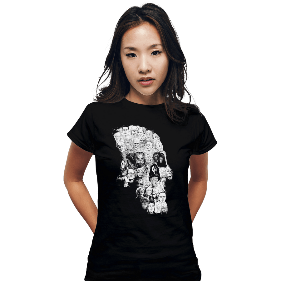 Shirts Fitted Shirts, Woman / Small / Black Horror Skull