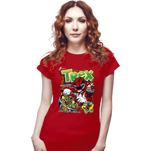 Load image into Gallery viewer, Daily_Deal_Shirts Fitted Shirts, Woman / Small / Red T-Rex Cereal

