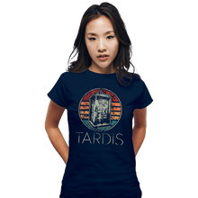 Load image into Gallery viewer, Shirts Fitted Shirts, Woman / Small / Navy Vintage Tardis
