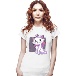 Daily_Deal_Shirts Fitted Shirts, Woman / Small / White Vain Cat