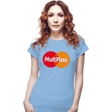 Load image into Gallery viewer, Daily_Deal_Shirts Fitted Shirts, Woman / Small / Powder Blue Multipass Card
