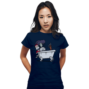 Daily_Deal_Shirts Fitted Shirts, Woman / Small / Navy Halloween Bathtub