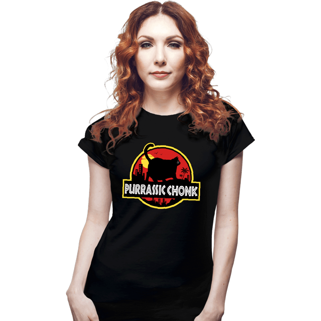 Daily_Deal_Shirts Fitted Shirts, Woman / Small / Black Purassic Chonk