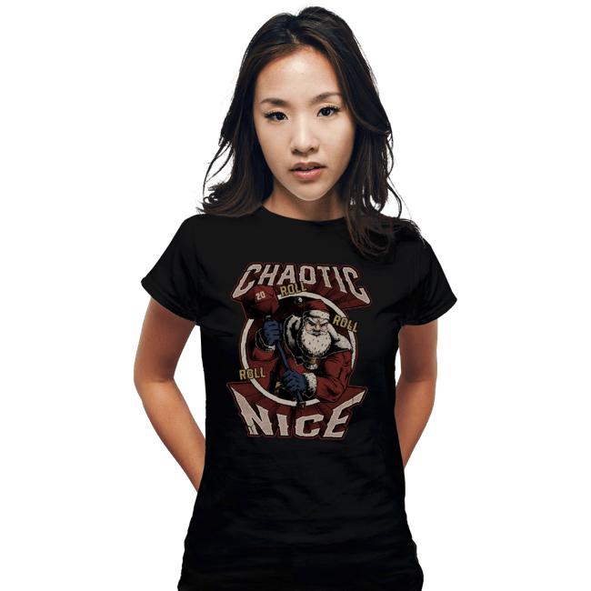 Shirts Fitted Shirts, Woman / Small / Black Chaotic Nice Santa