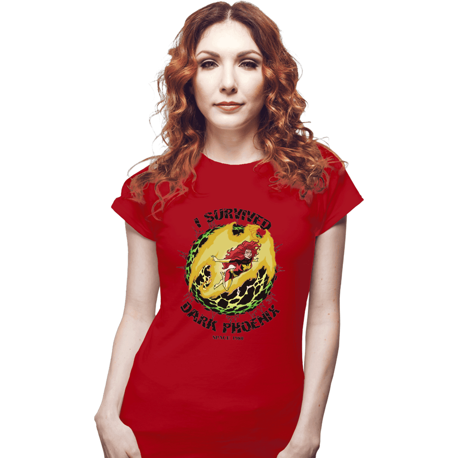 Shirts Fitted Shirts, Woman / Small / Red I Survived Dark Phoenix