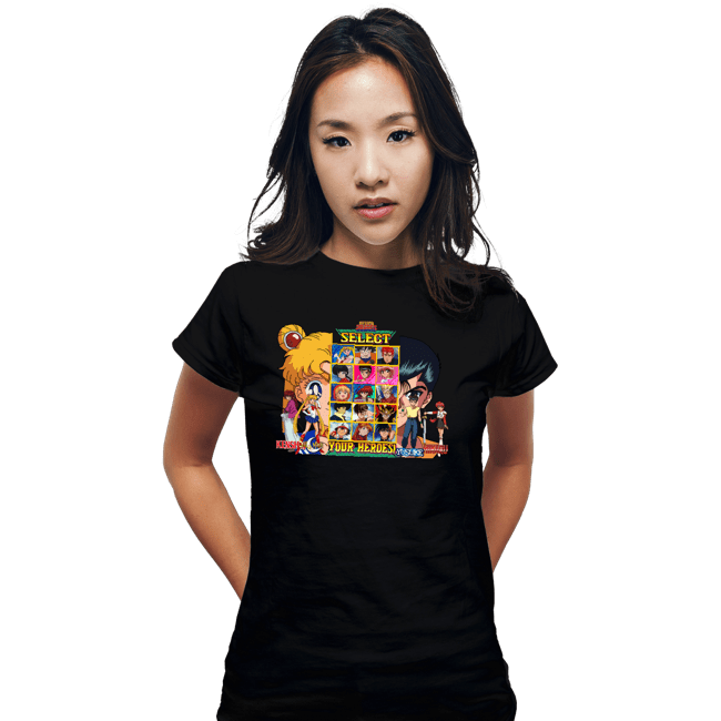 Secret_Shirts Fitted Shirts, Woman / Small / Black Select 90s Anime Hero