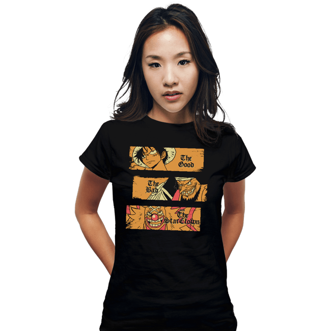 Daily_Deal_Shirts Fitted Shirts, Woman / Small / Black The Good The Bad and The Star Clown
