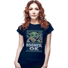 Load image into Gallery viewer, Shirts Fitted Shirts, Woman / Small / Navy Boomer Ok Baby Yoda Sweater
