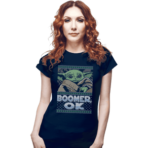 Shirts Fitted Shirts, Woman / Small / Navy Boomer Ok Baby Yoda Sweater