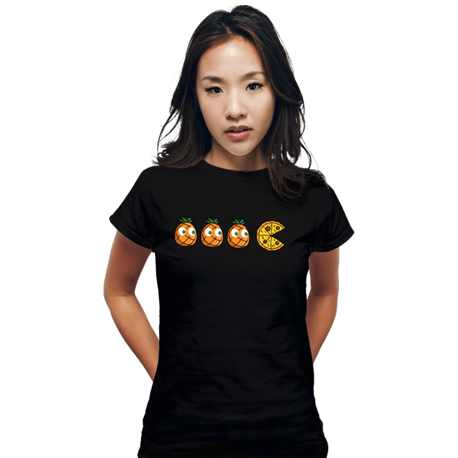 Daily_Deal_Shirts Fitted Shirts, Woman / Small / Black Pizza-Man!