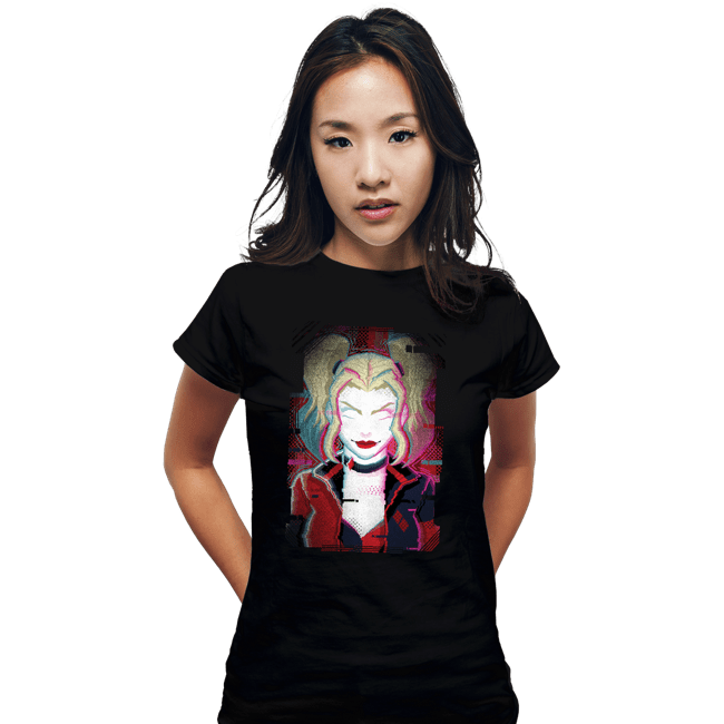 Daily_Deal_Shirts Fitted Shirts, Woman / Small / Black Glitch Harley