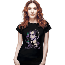 Load image into Gallery viewer, Shirts Fitted Shirts, Woman / Small / Black Wednesday Addams

