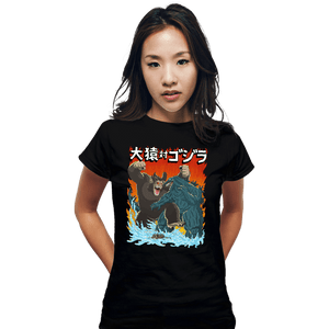Daily_Deal_Shirts Fitted Shirts, Woman / Small / Black Ozaru VS Gojira