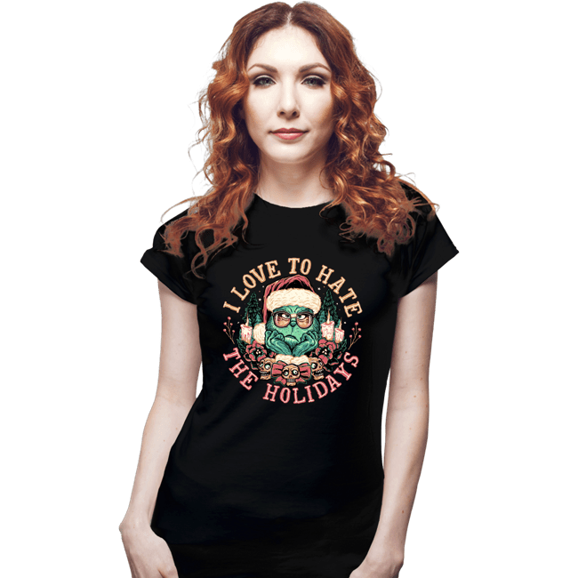 Daily_Deal_Shirts Fitted Shirts, Woman / Small / Black I Love To Hate The Holidays