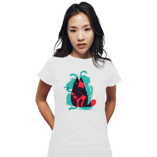 Shirts Fitted Shirts, Woman / Small / White Cat Shapes