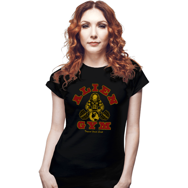Daily_Deal_Shirts Fitted Shirts, Woman / Small / Black Alien Gym