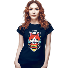 Load image into Gallery viewer, Shirts Fitted Shirts, Woman / Small / Navy Cute Yokai
