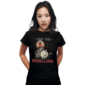 Daily_Deal_Shirts Fitted Shirts, Woman / Small / Black Rebel Cat
