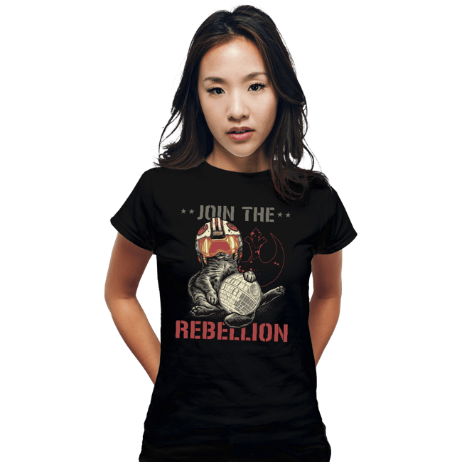 Daily_Deal_Shirts Fitted Shirts, Woman / Small / Black Rebel Cat