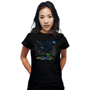Daily_Deal_Shirts Fitted Shirts, Woman / Small / Black Starry City Night