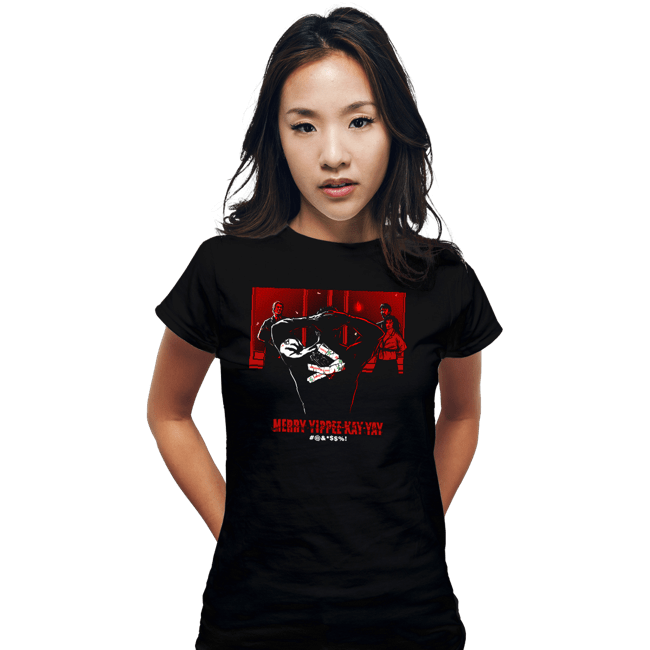 Daily_Deal_Shirts Fitted Shirts, Woman / Small / Black Merry Yippee Kay Yay