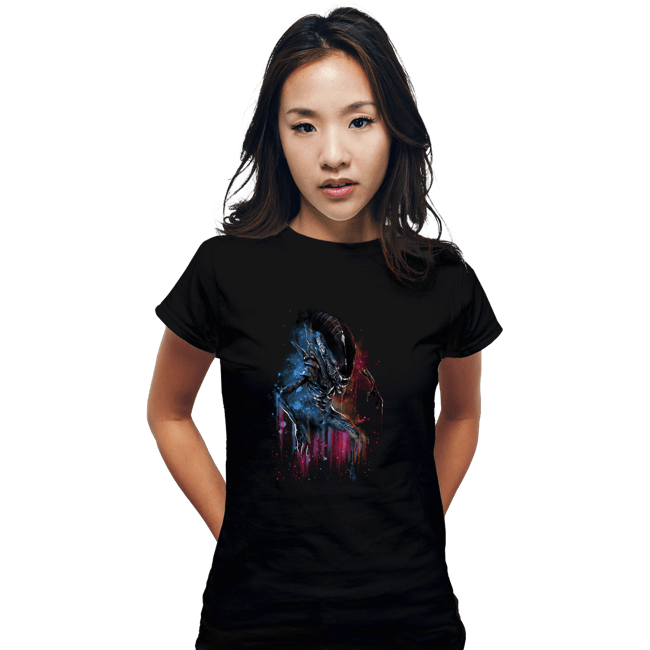 Secret_Shirts Fitted Shirts, Woman / Small / Black Alien Watercolor