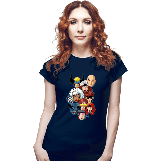 Daily_Deal_Shirts Fitted Shirts, Woman / Small / Navy Mutant 97 Heads!
