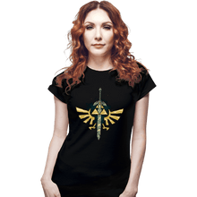 Load image into Gallery viewer, Daily_Deal_Shirts Fitted Shirts, Woman / Small / Black A Master Sword
