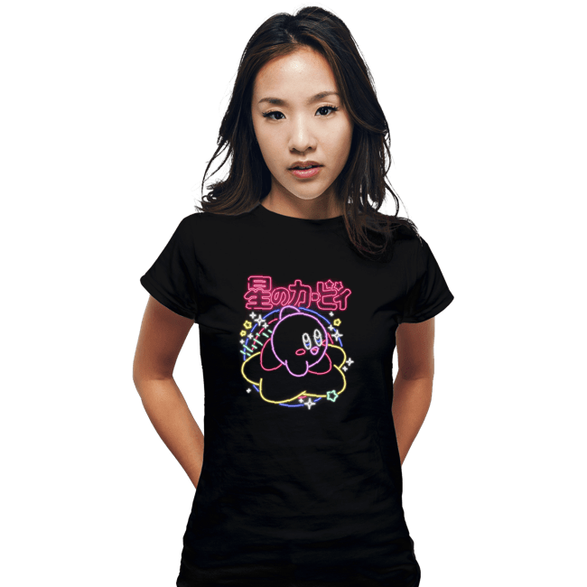Daily_Deal_Shirts Fitted Shirts, Woman / Small / Black Neon Kirby