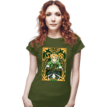 Load image into Gallery viewer, Daily_Deal_Shirts Fitted Shirts, Woman / Small / Military Green Ocarina Link
