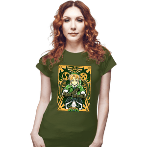 Daily_Deal_Shirts Fitted Shirts, Woman / Small / Military Green Ocarina Link