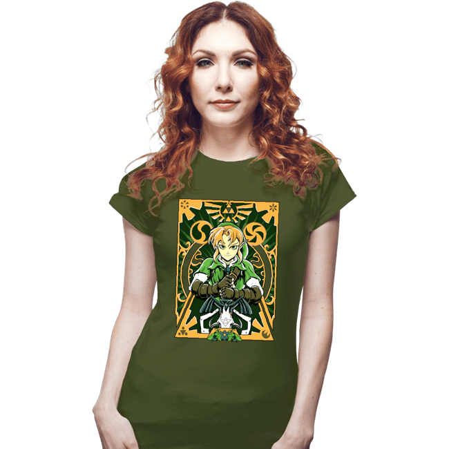 Daily_Deal_Shirts Fitted Shirts, Woman / Small / Military Green Ocarina Link