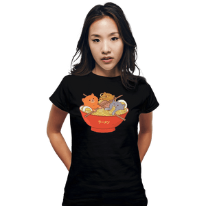 Shirts Fitted Shirts, Woman / Small / Black Ramen Cats