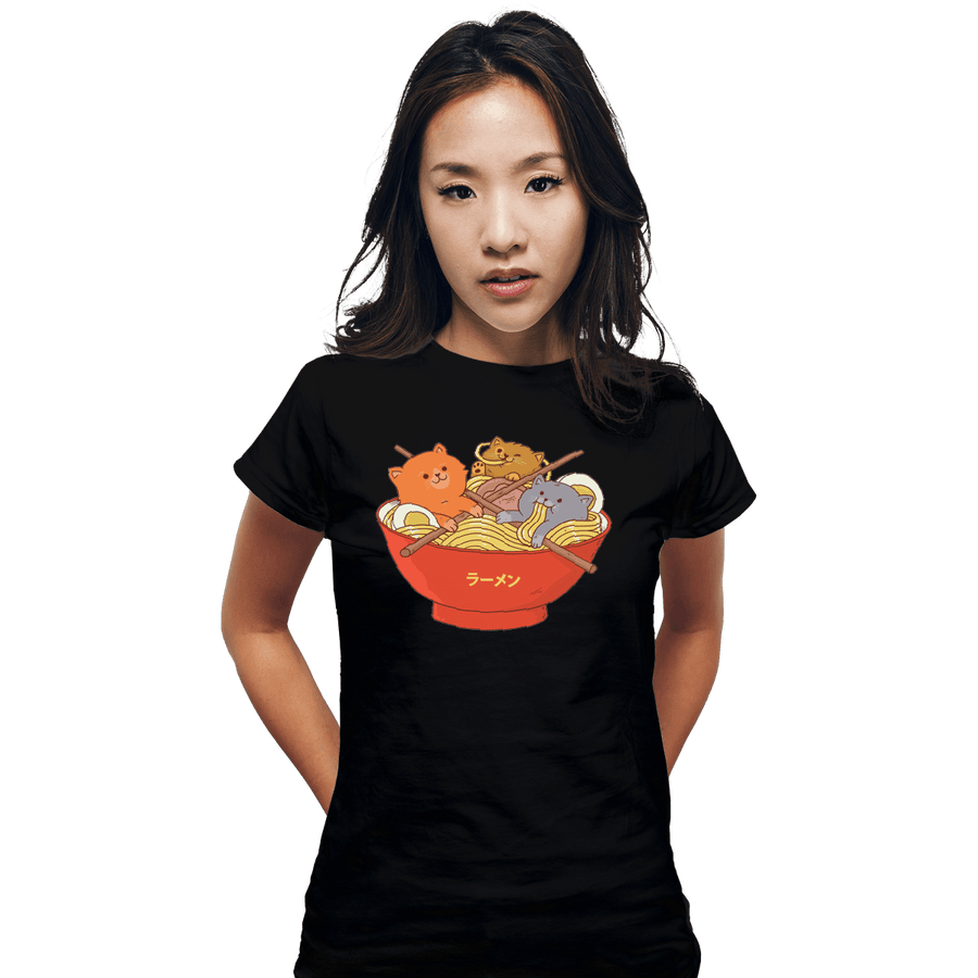 Shirts Fitted Shirts, Woman / Small / Black Ramen Cats