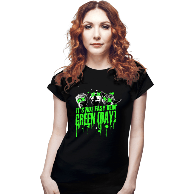 Shirts Fitted Shirts, Woman / Small / Black It's Not Easy Bein' Green