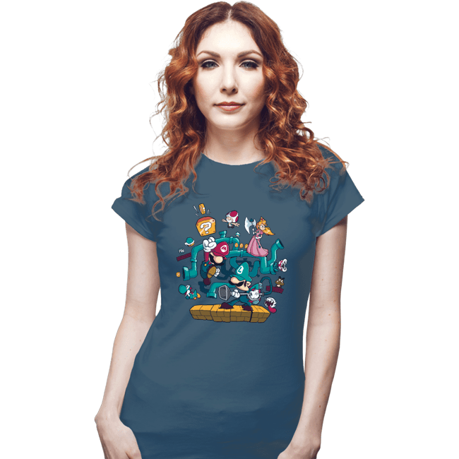 Daily_Deal_Shirts Fitted Shirts, Woman / Small / Indigo Blue The Plumber Brothers