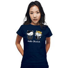 Load image into Gallery viewer, Shirts Fitted Shirts, Woman / Small / Navy Hello Sherlock
