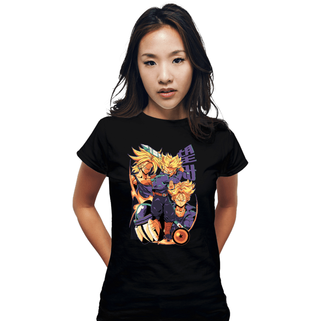 Daily_Deal_Shirts Fitted Shirts, Woman / Small / Black Saiyan Time Traveller