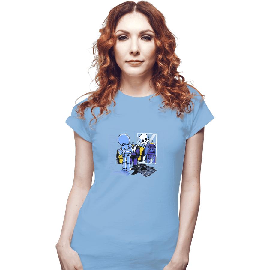 Shirts Fitted Shirts, Woman / Small / Powder Blue Skull Style